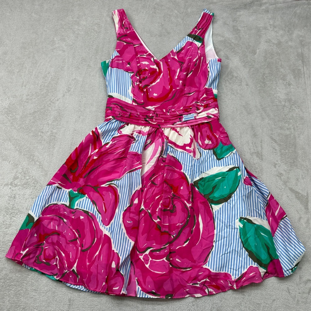 Vineyard Vines 143rd Kentucky Derby Dress Womens 00 Pink Floral Silk Fit & Flare